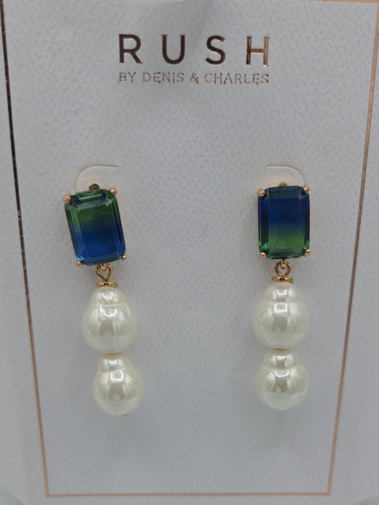 Rush By Denis & Charles Jewelry - 5 for $25! RUSH by Denis & Charles Blue-Green Crystal Pearl Drop Earrings